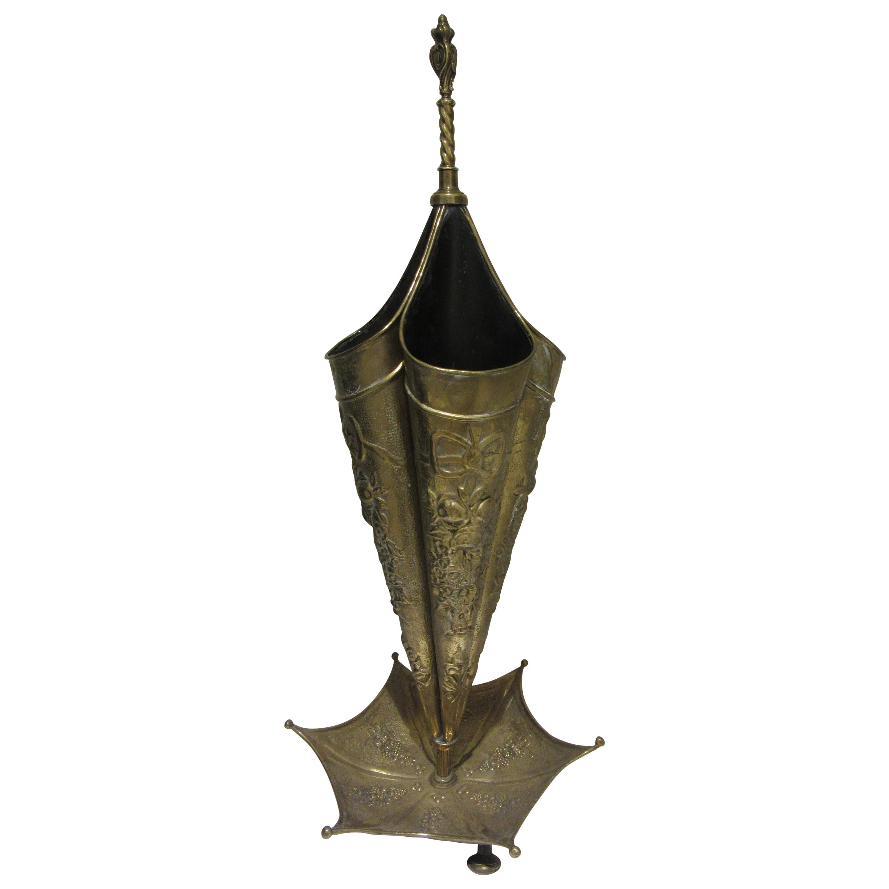 American Mid-Century Modern Brass Umbrella Stand