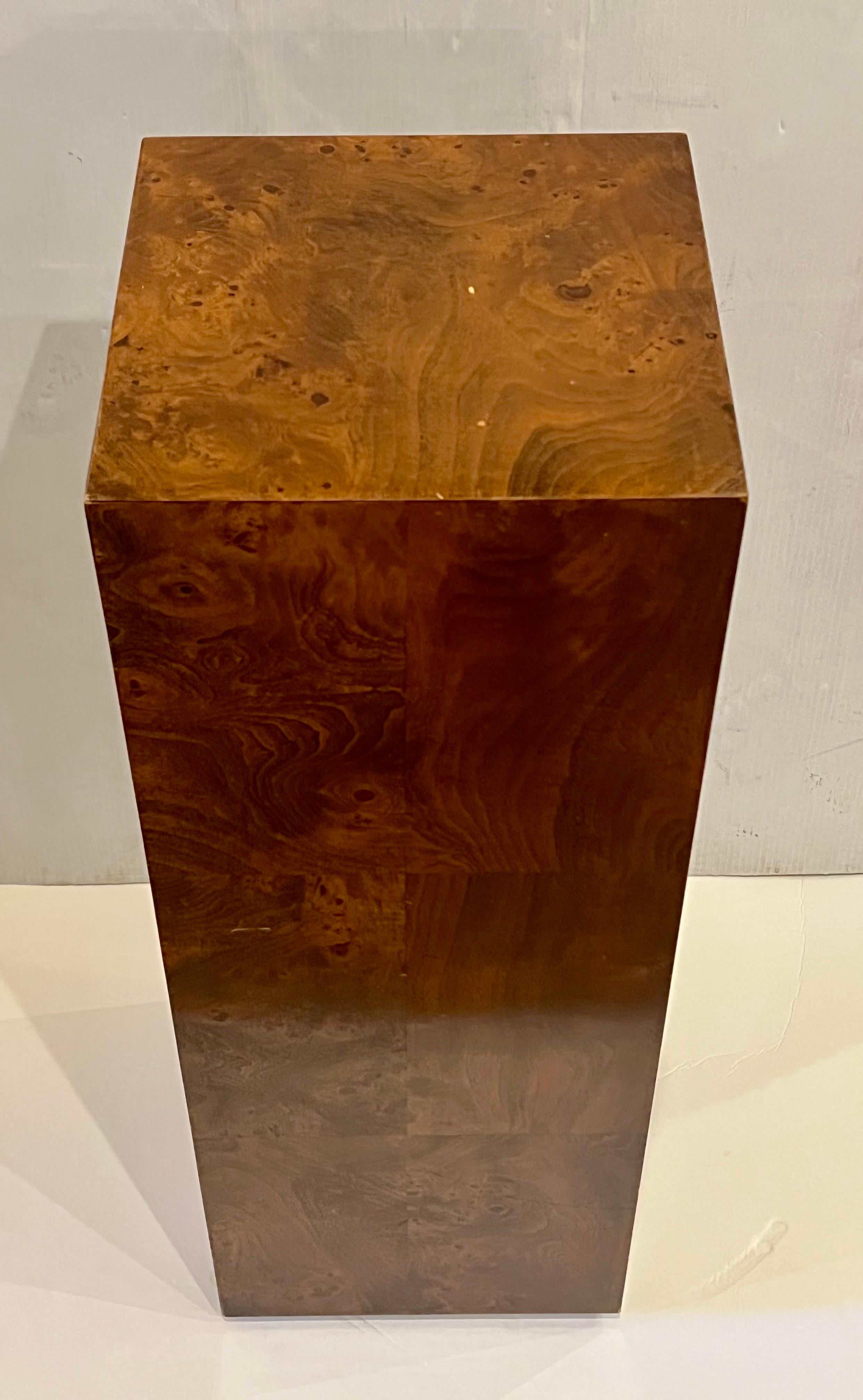 Wood American Mid-Century Modern Burlwood Pedestal by Milo Baughman
