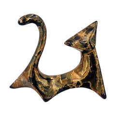 Sculpture de chat siamois en céramique:: signée:: de style moderne du milieu du siècle