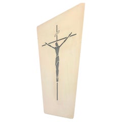 American Mid Century Modern Ceramic Wall Plaque Crucifiction