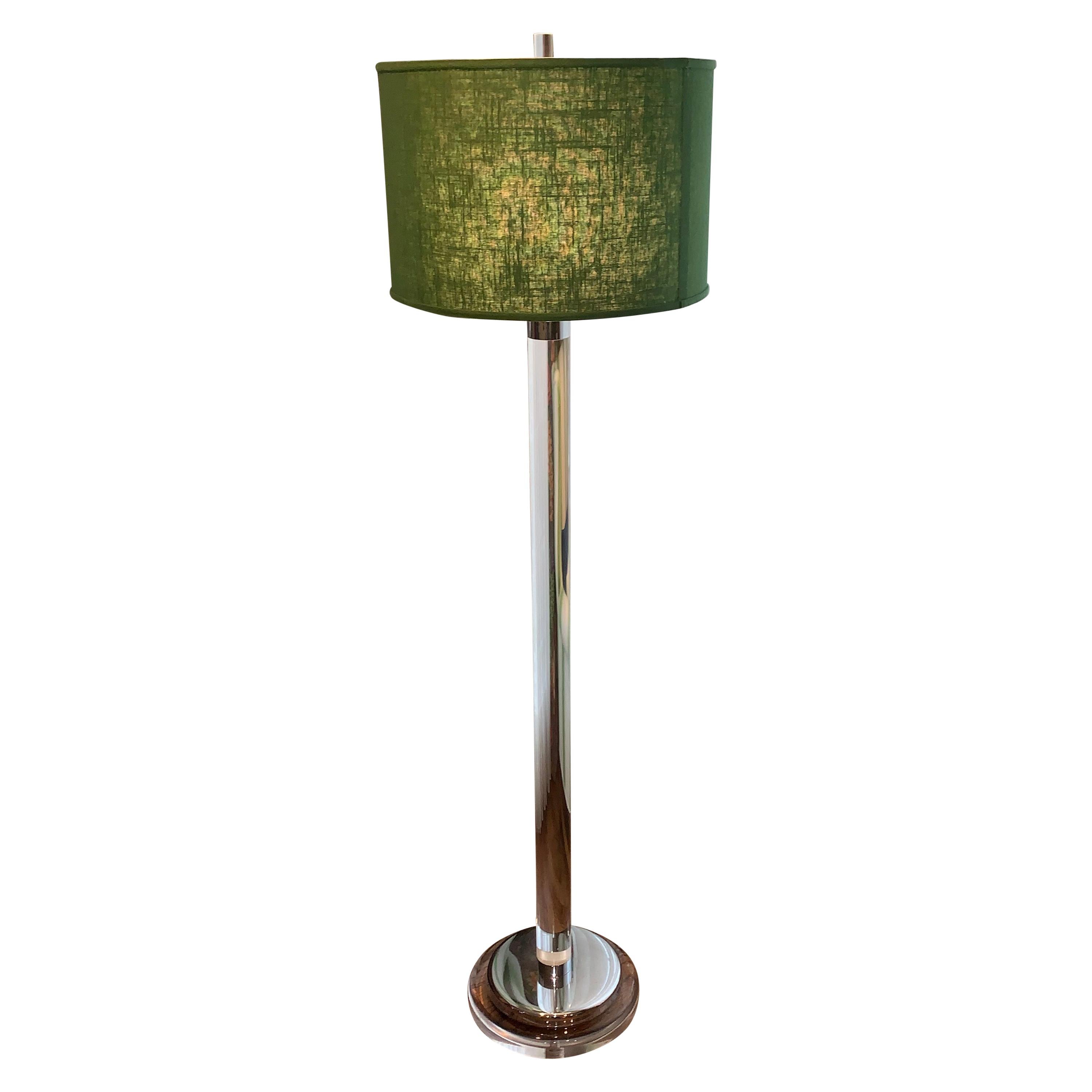 Mid-Century Modern Chrome And Lucite Column Floor Lamp For Sale