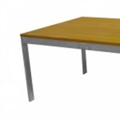 American Mid-Century Modern Chrome and Wood Coffee Table