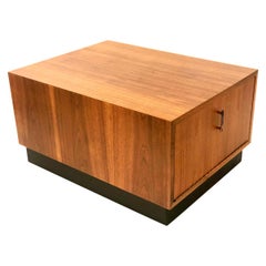 American Mid-Century Modern Cocktail-End Table Cabinet Pedestal in Walnut