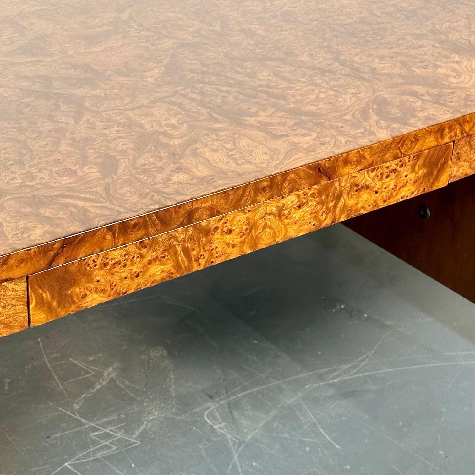 American Mid-Century Modern Desk, Refinished Tortoise Burlwood, Milo Baughman 3