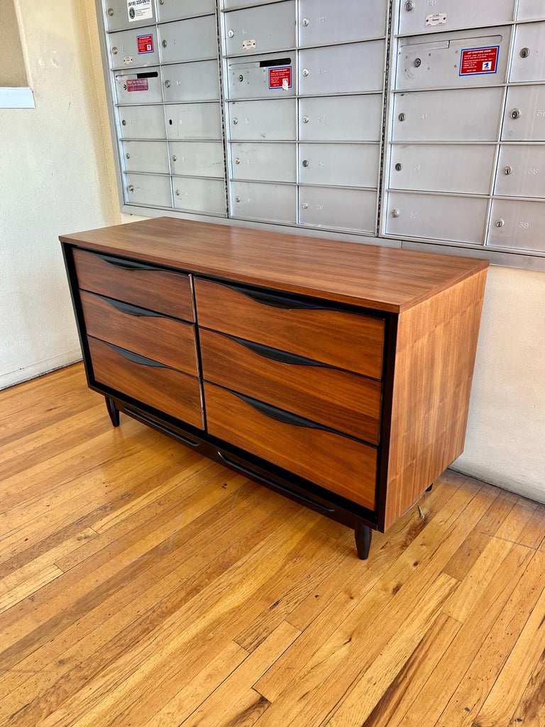 black mid century modern dresser WLIVE Wide 6-Drawer Mid-century Wood Dresser