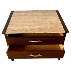 American Mid-Century Modern End Table Travertine by John Van Koert for Drexel