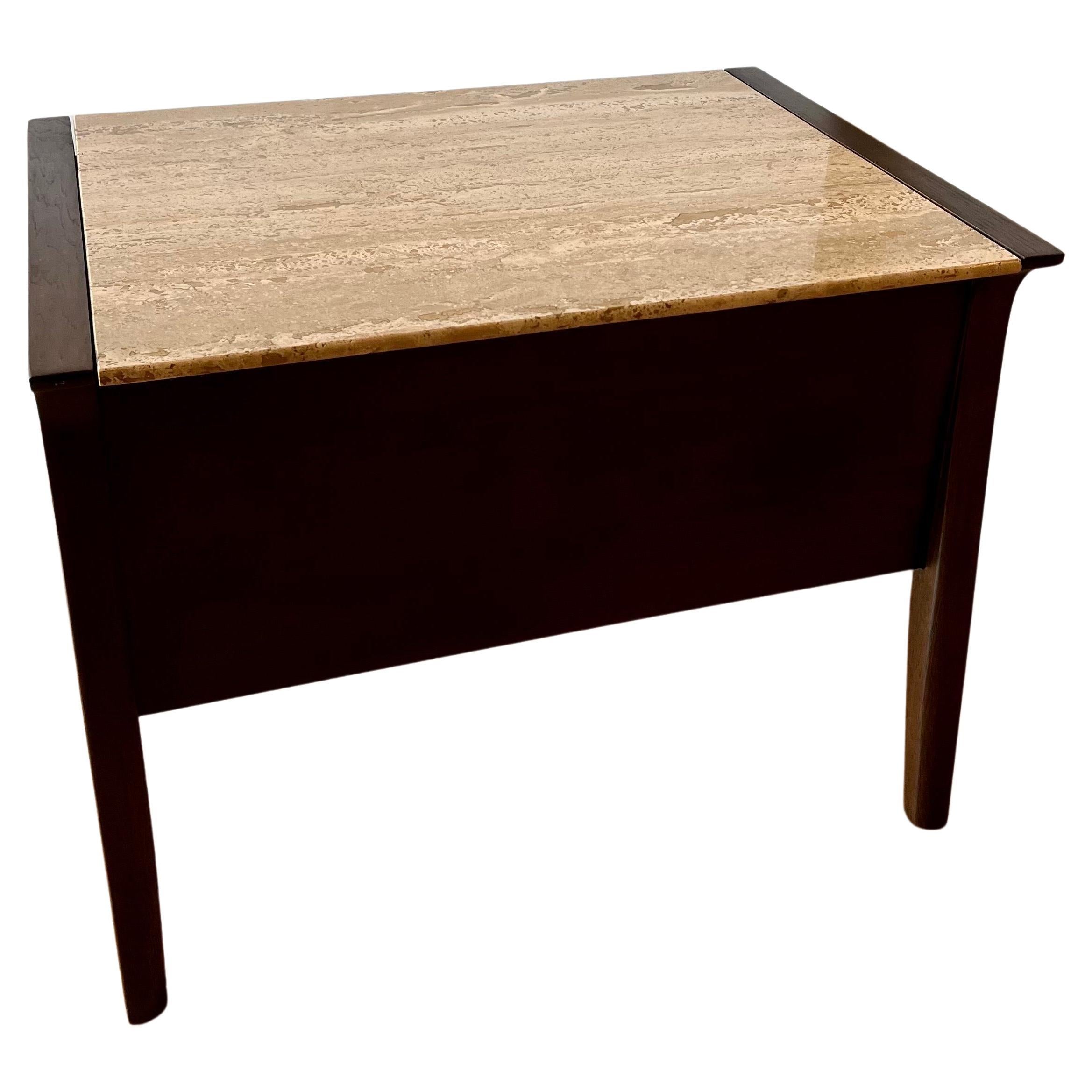American Mid-Century Modern End Table Travertine by John Van Koert for Drexel In Excellent Condition For Sale In San Diego, CA
