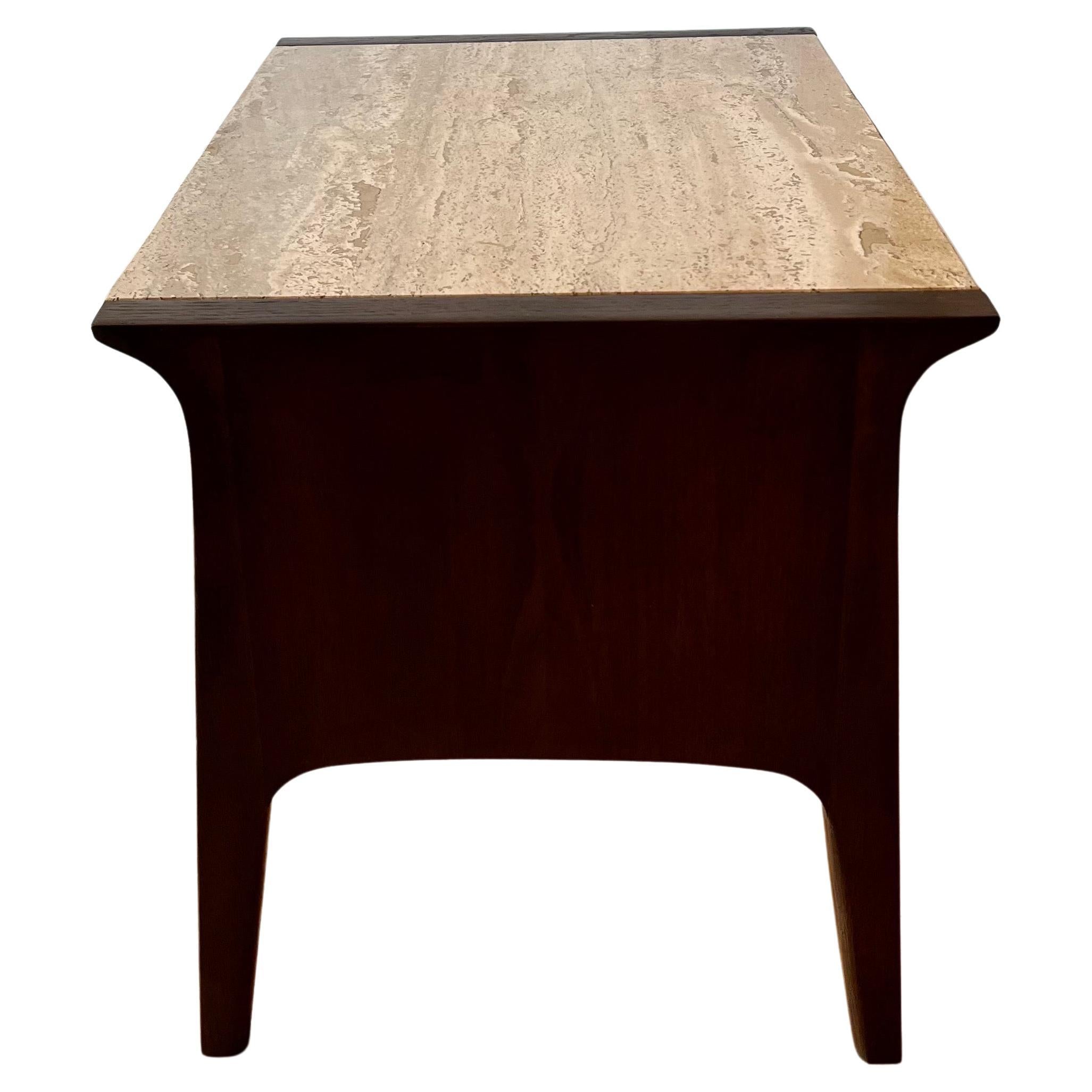 20th Century American Mid-Century Modern End Table Travertine by John Van Koert for Drexel For Sale