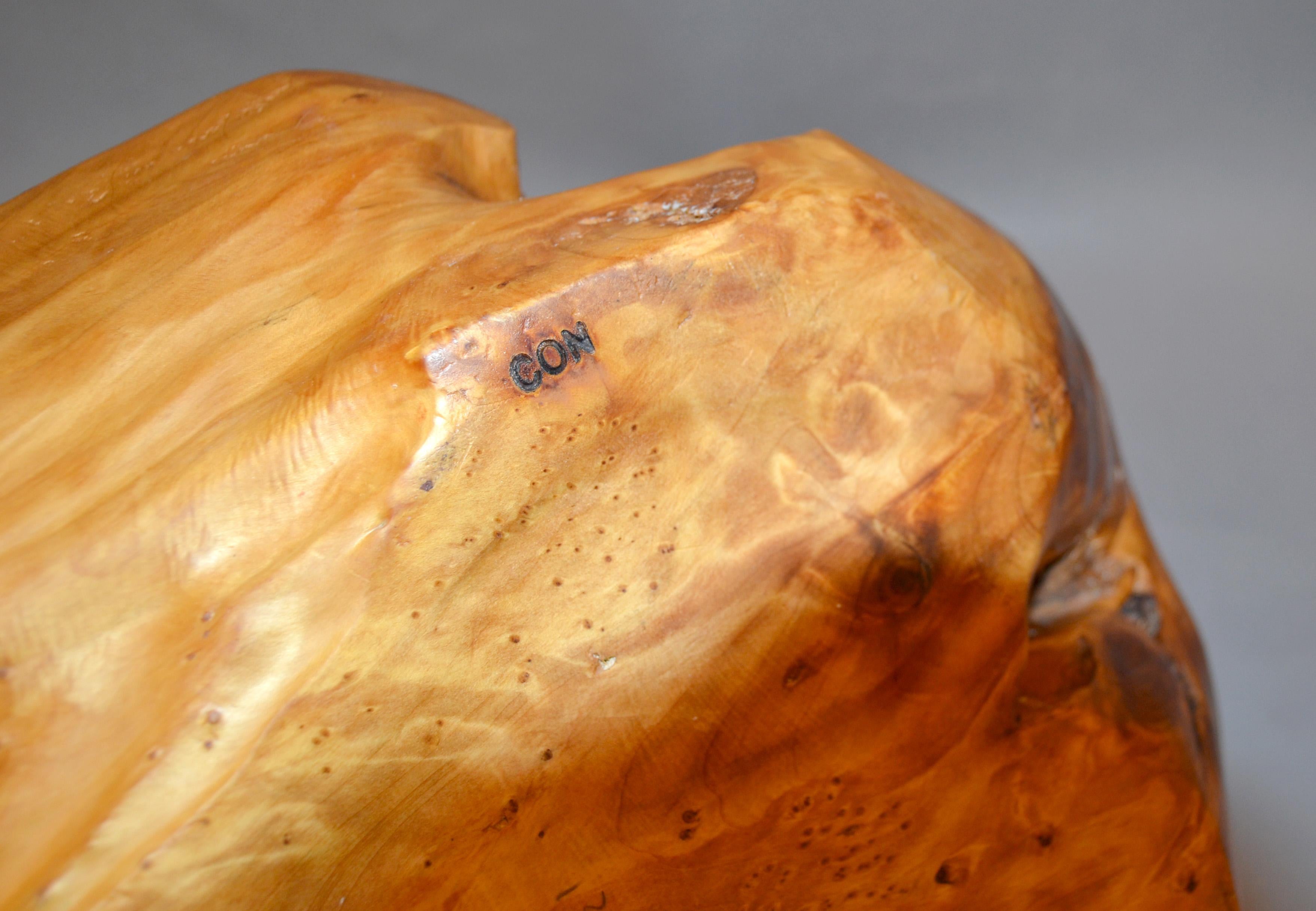 American Mid-Century Modern Handcrafted Olive Wood Decorative Bowl, Centerpiece 6