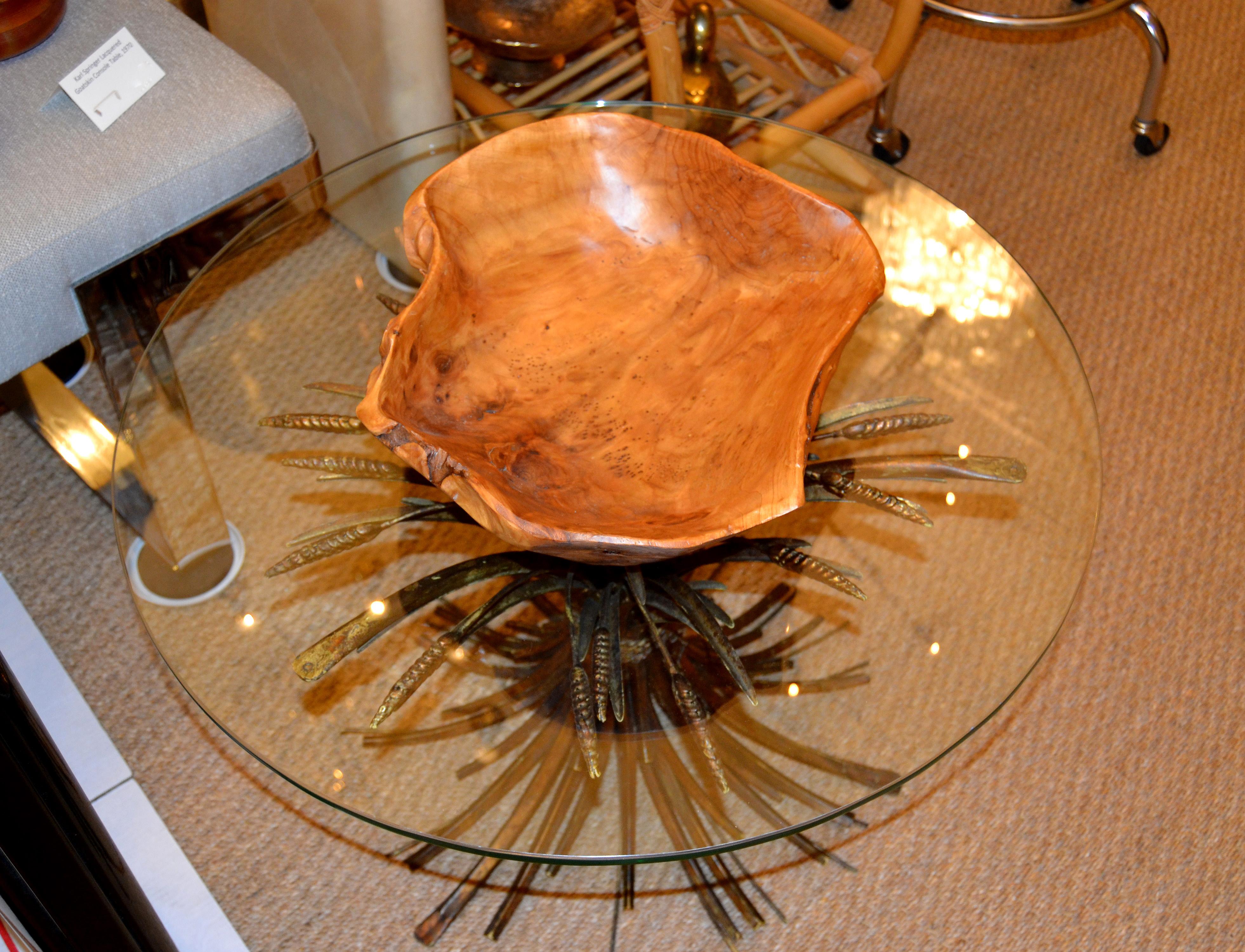 American Mid-Century Modern Handcrafted Olive Wood Decorative Bowl, Centerpiece 1