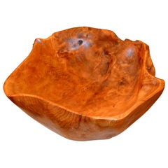 Retro American Mid-Century Modern Handcrafted Olive Wood Decorative Bowl, Centerpiece