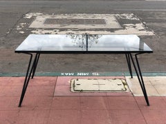 American Mid-Century Modern Iron and Glass Dining Patio Table by Salterini