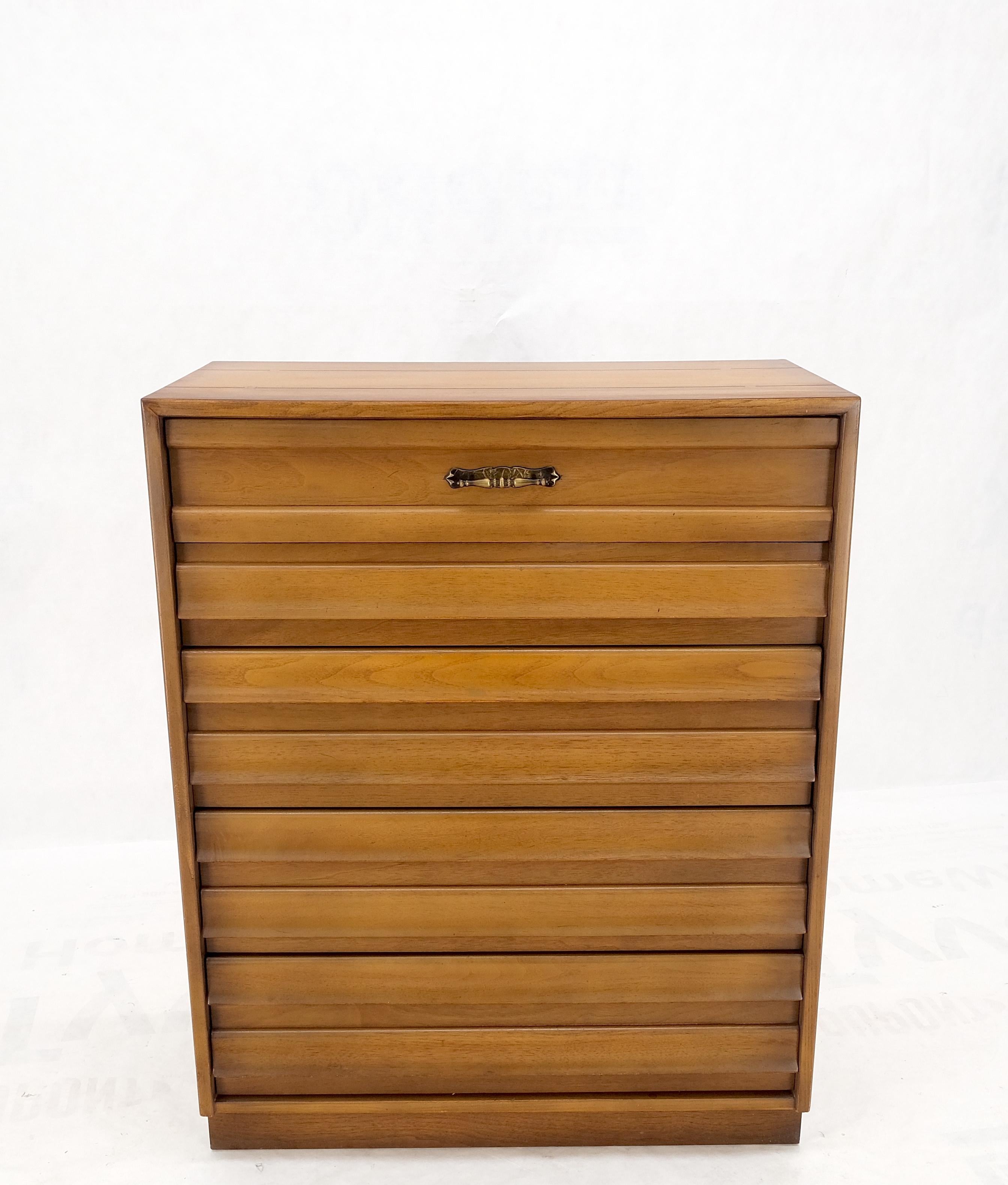 American Mid-Century Modern Light Walnut 5 Drawers High Chest Dresser Mint! For Sale 13