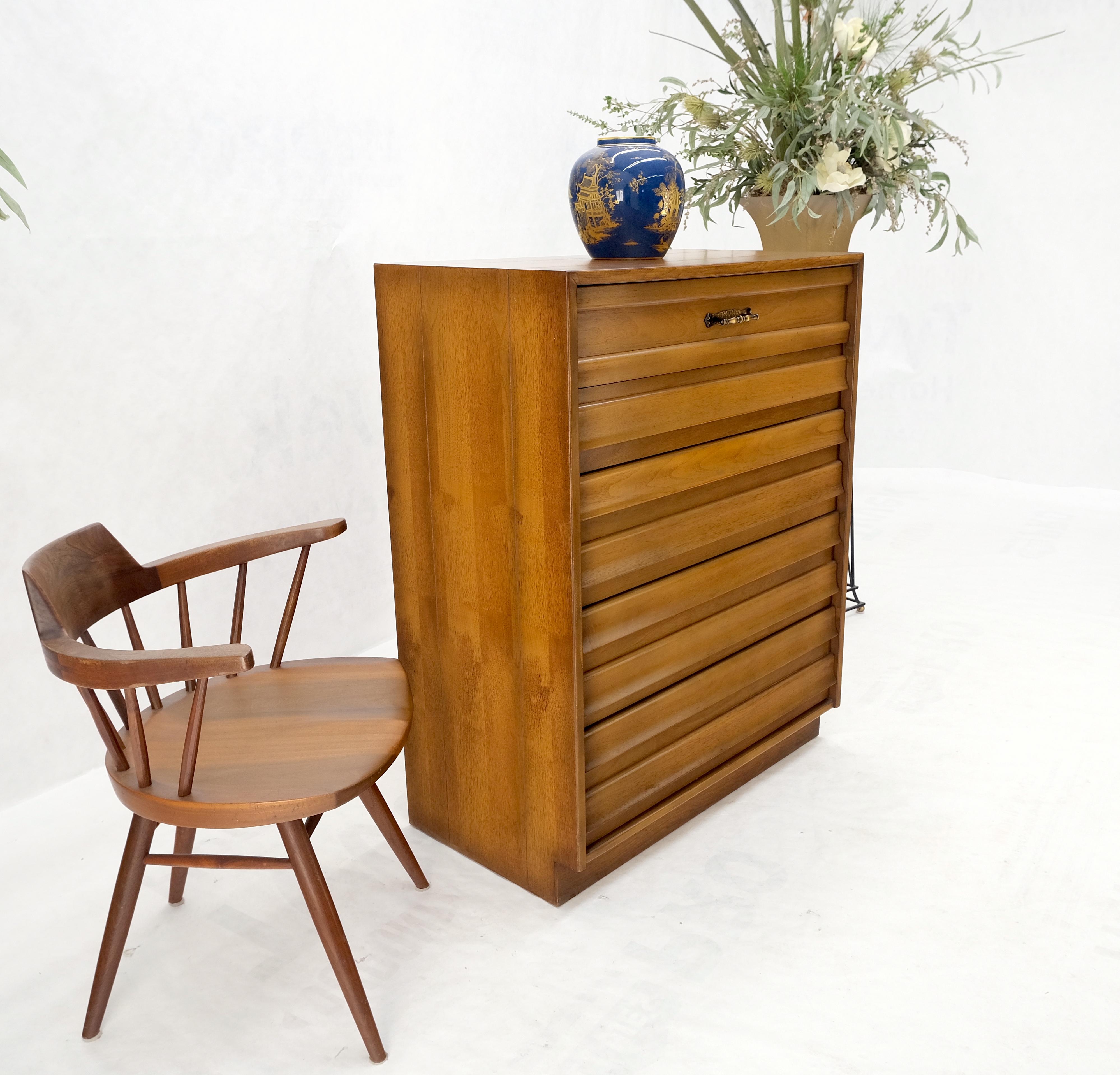 Lacquered American Mid-Century Modern Light Walnut 5 Drawers High Chest Dresser Mint! For Sale
