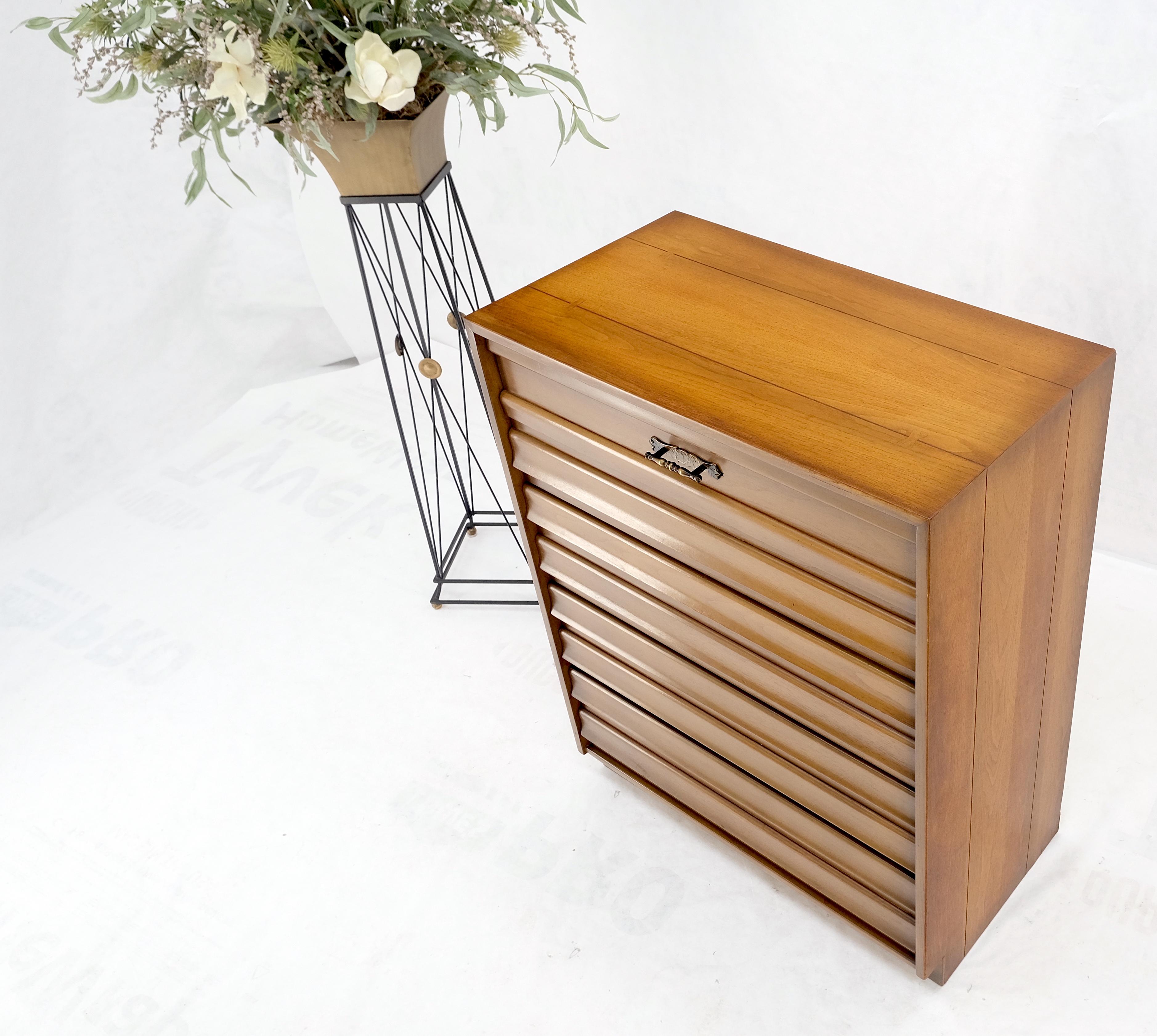American Mid-Century Modern Light Walnut 5 Drawers High Chest Dresser Mint! For Sale 2