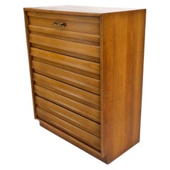 Comò a 5 cassetti in noce chiaro di metà secolo moderno americano Mint!