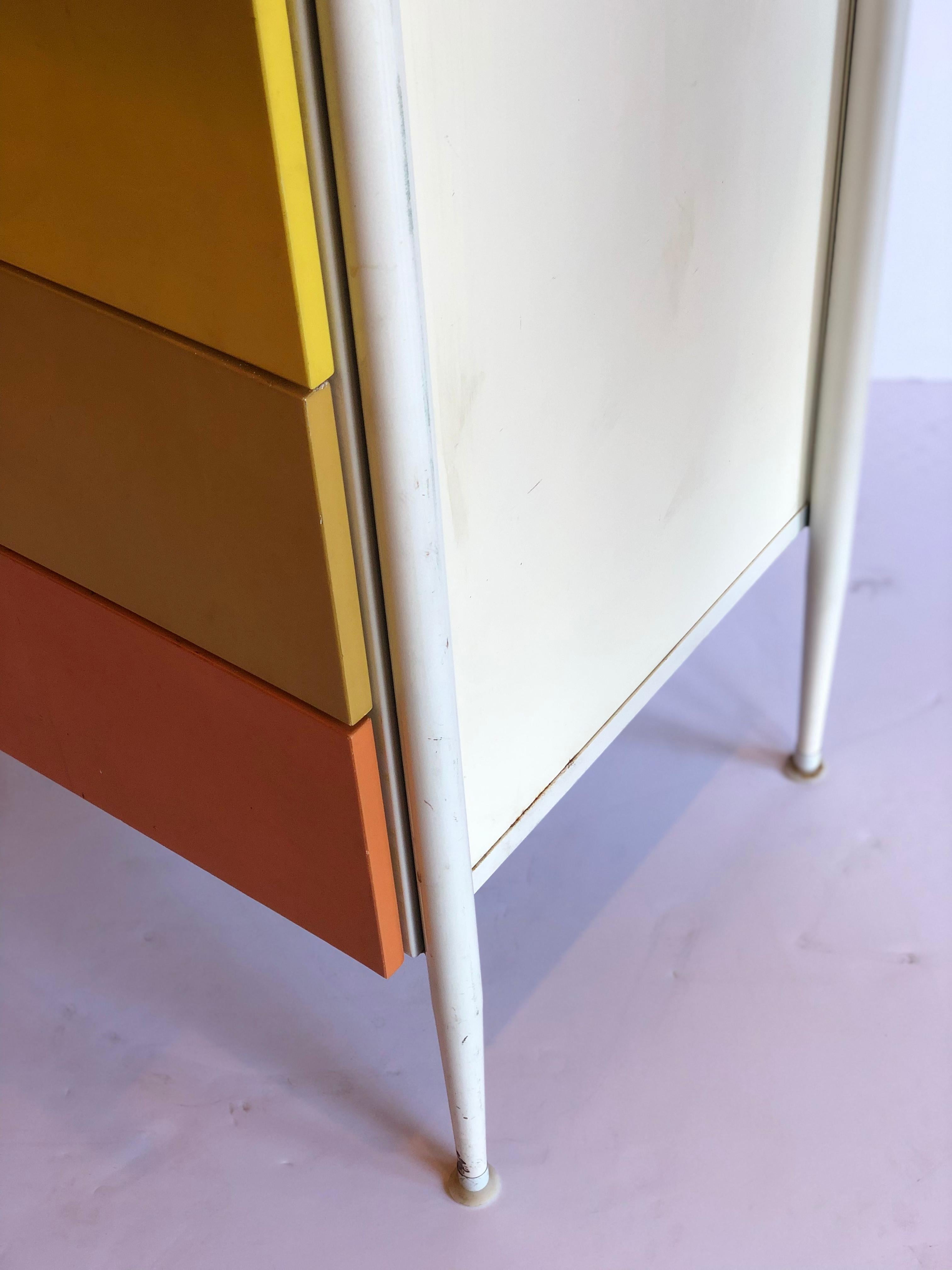 20th Century American Mid-Century Modern Multicolored Tallboy Dresser