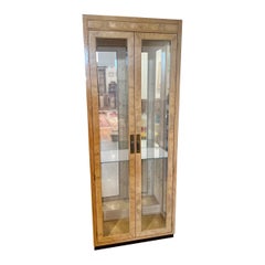 American Mid Century Modern Olive Wood Glass & Mirror Bookcase by Heritage Light