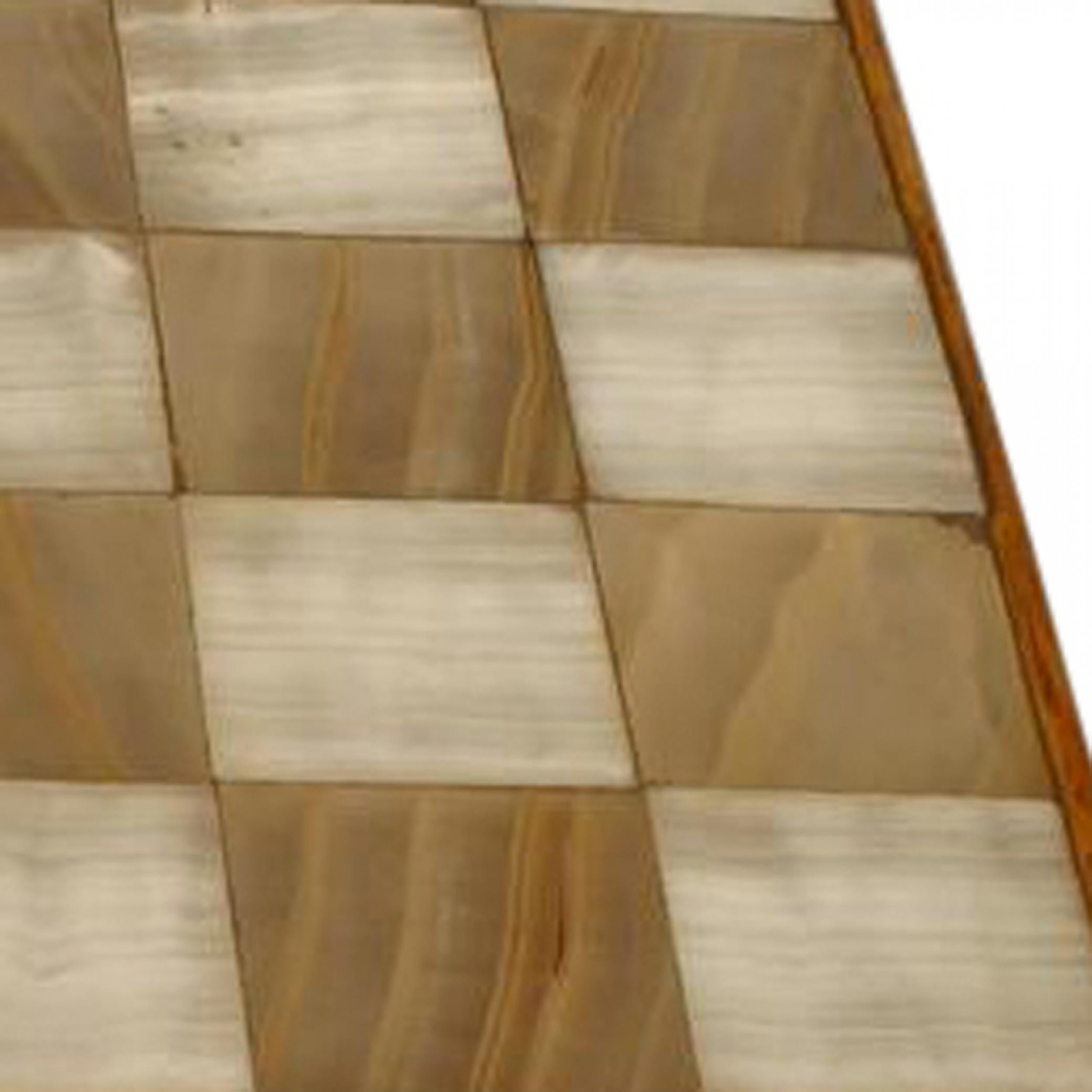 American Mid-Century Modern Onyx Inlaid Chess Board Bon état - En vente à Queens, NY