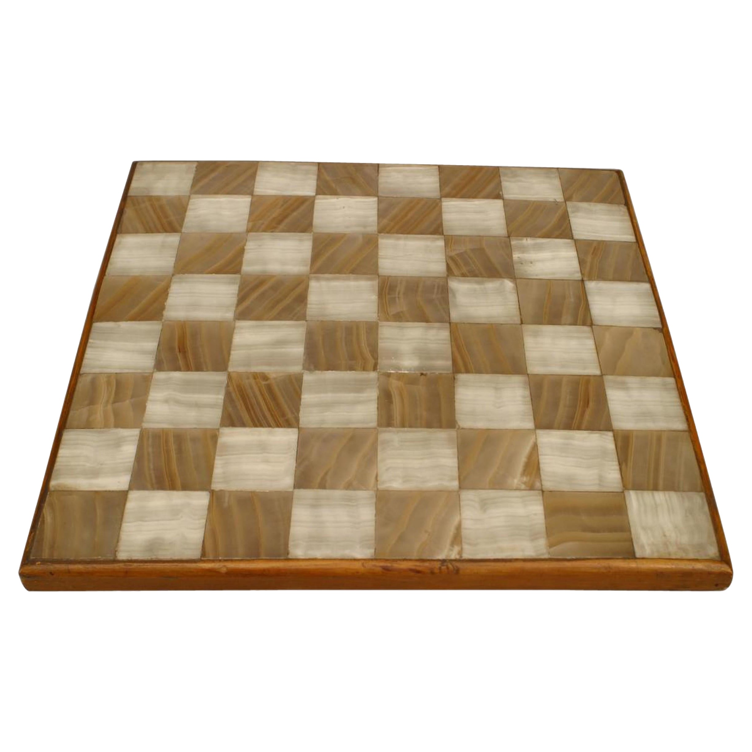 American Mid-Century Modern Onyx Inlaid Chess Board