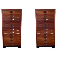 American Mid Century Modern Pair of Walnut Record Music Filling Cabinets