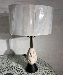 American Mid-Century Modern Pair of White and Pink Ceramic Table Lamps