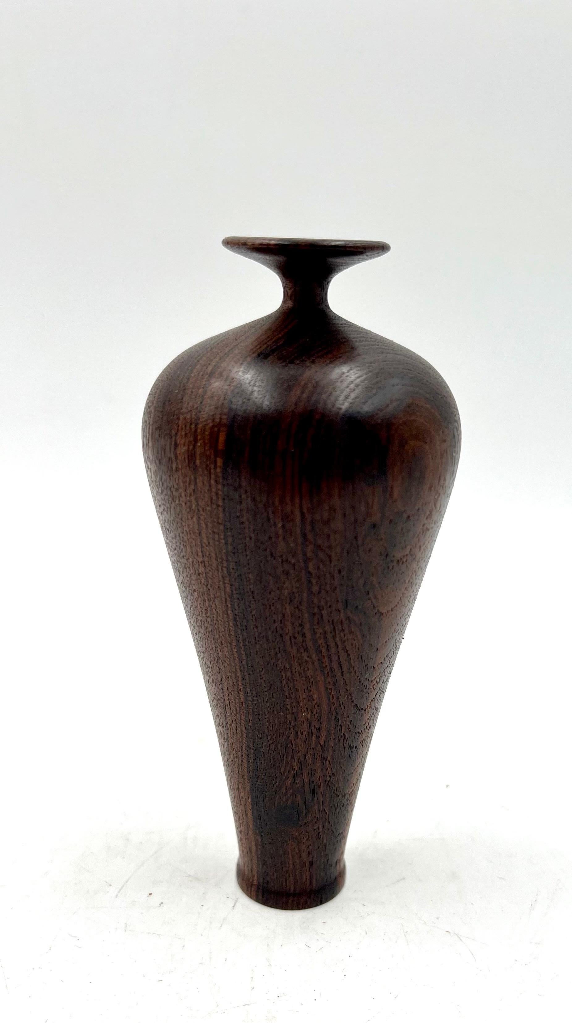 American Mid-Century Modern Petite Rosewood Turned Wood Vase by Carr In Excellent Condition In San Diego, CA