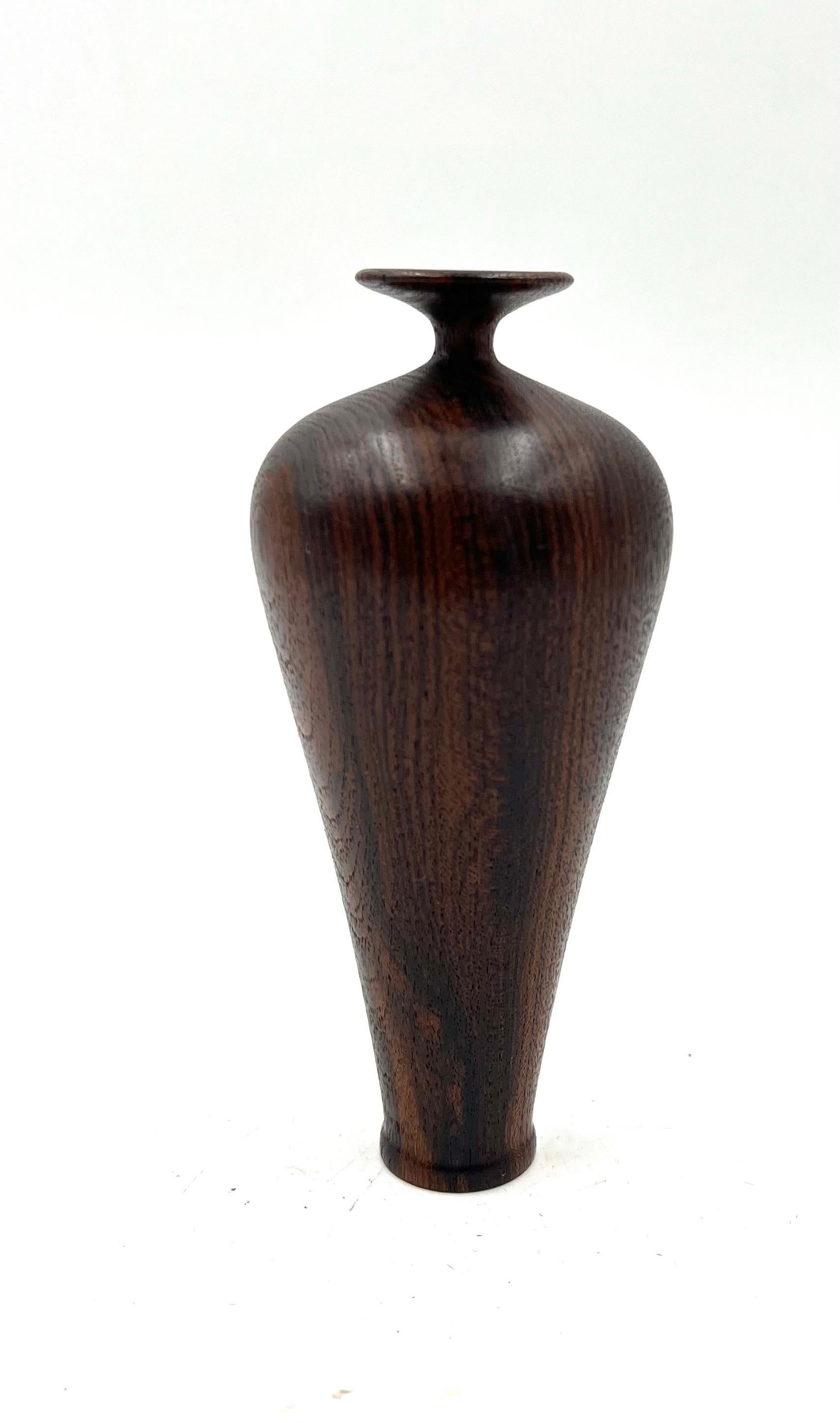 20th Century American Mid-Century Modern Petite Rosewood Turned Wood Vase by Carr