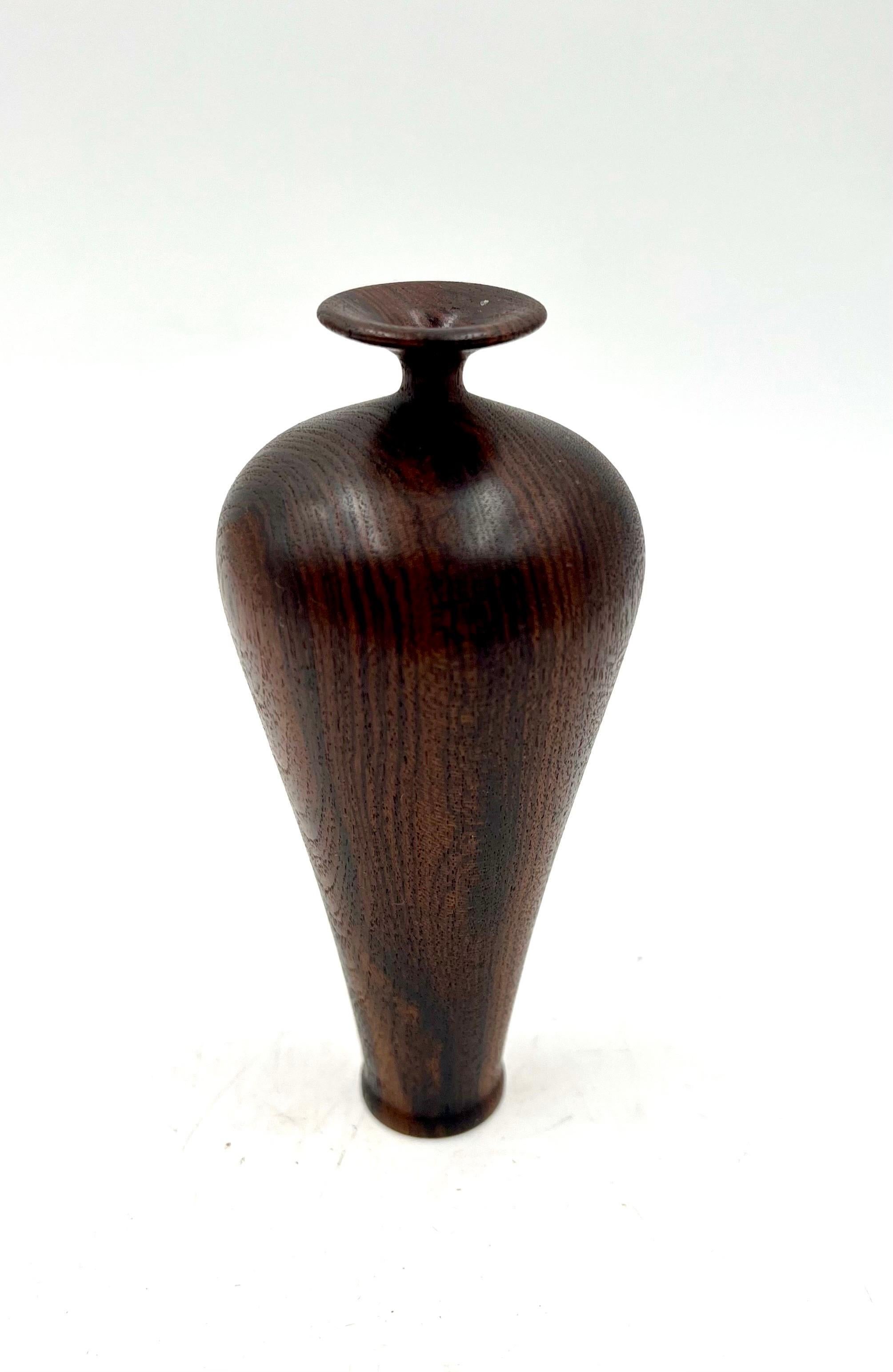 American Mid-Century Modern Petite Rosewood Turned Wood Vase by Carr 1