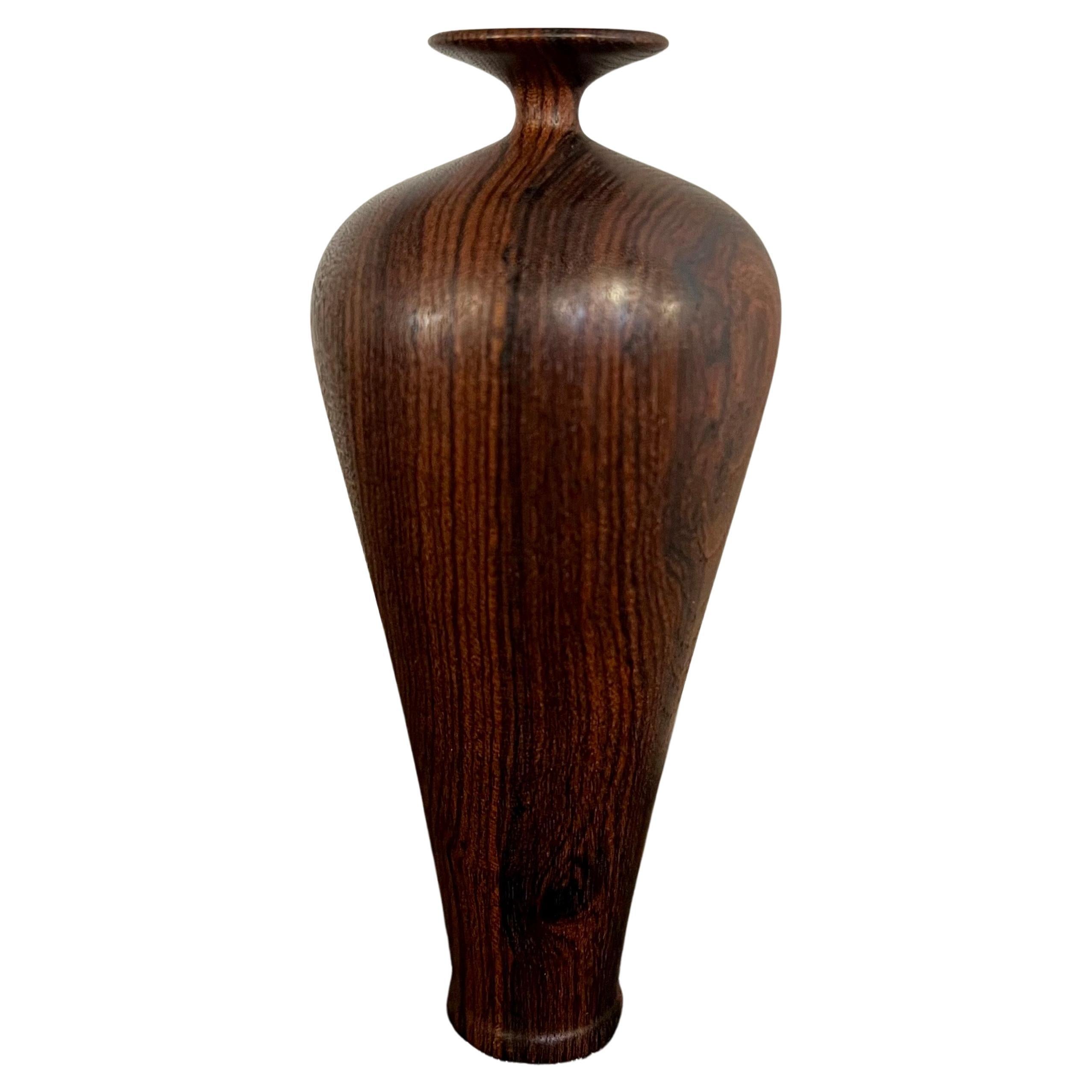 American Mid-Century Modern Petite Rosewood Turned Wood Vase by Carr