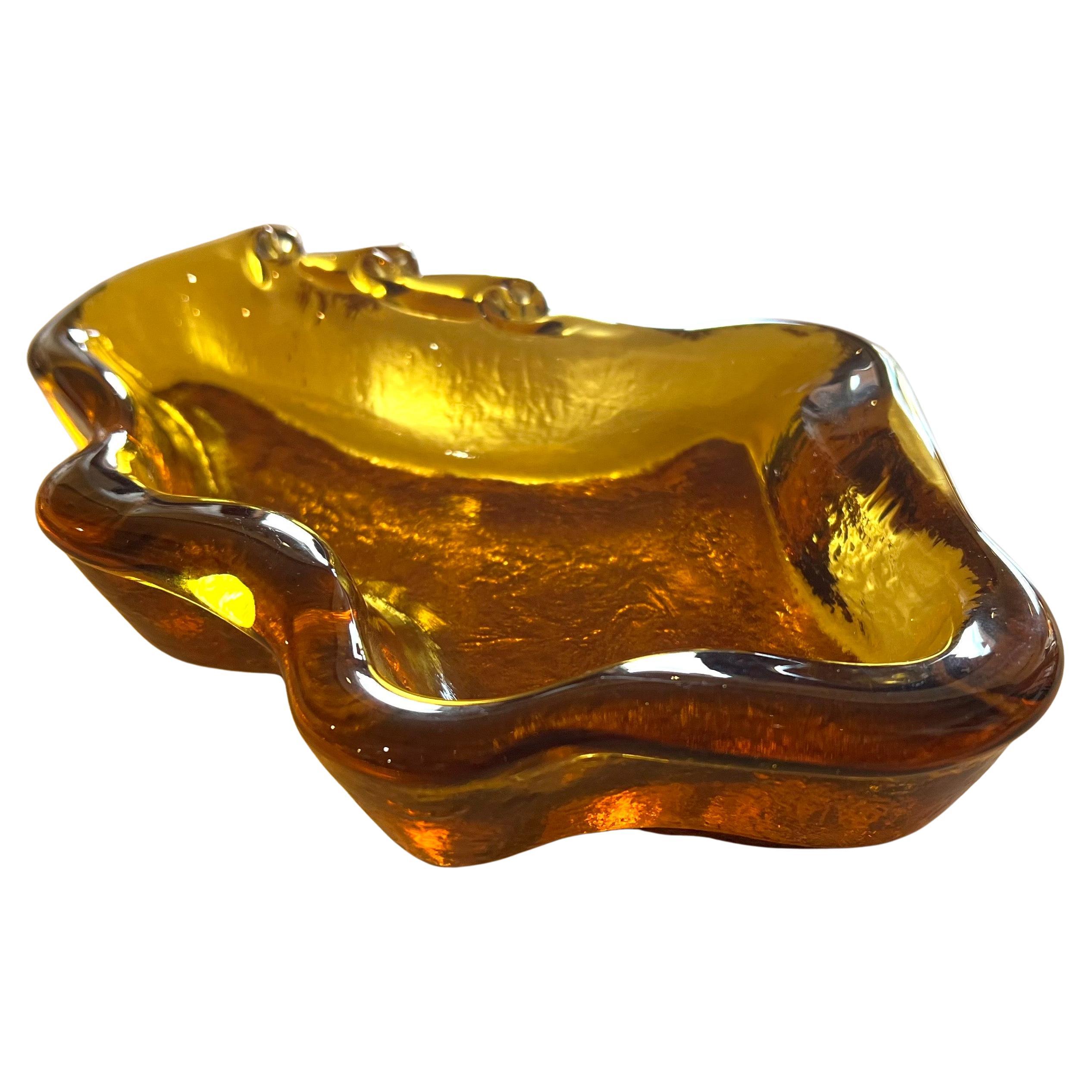Mid-Century Modern Bol en verre Amoeba Blenko américain moderne du milieu du siècle dernier