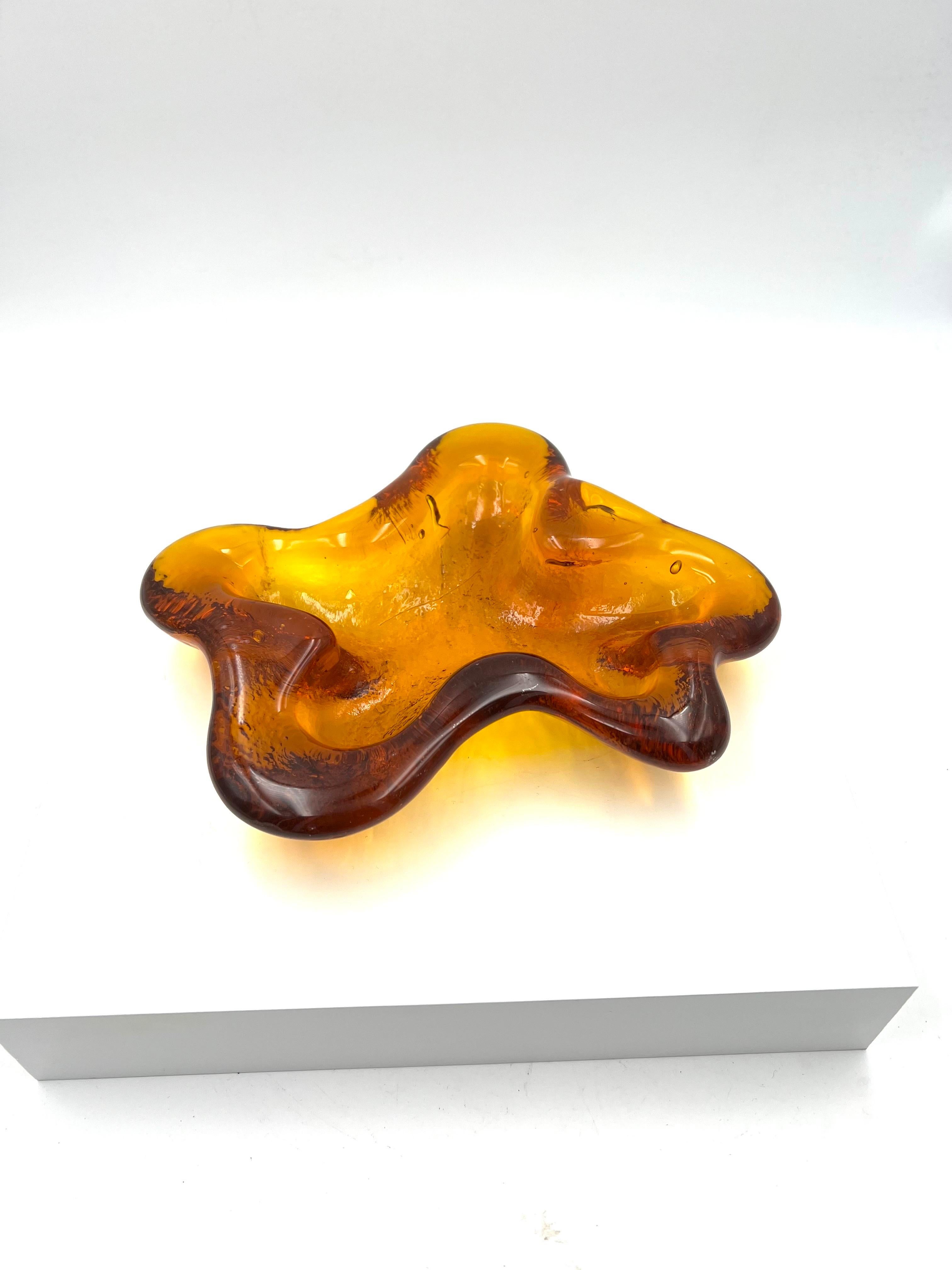Amerikanische Mid-Century Modern Rare Amoeba Blenko Glasschale im Zustand „Hervorragend“ im Angebot in San Diego, CA