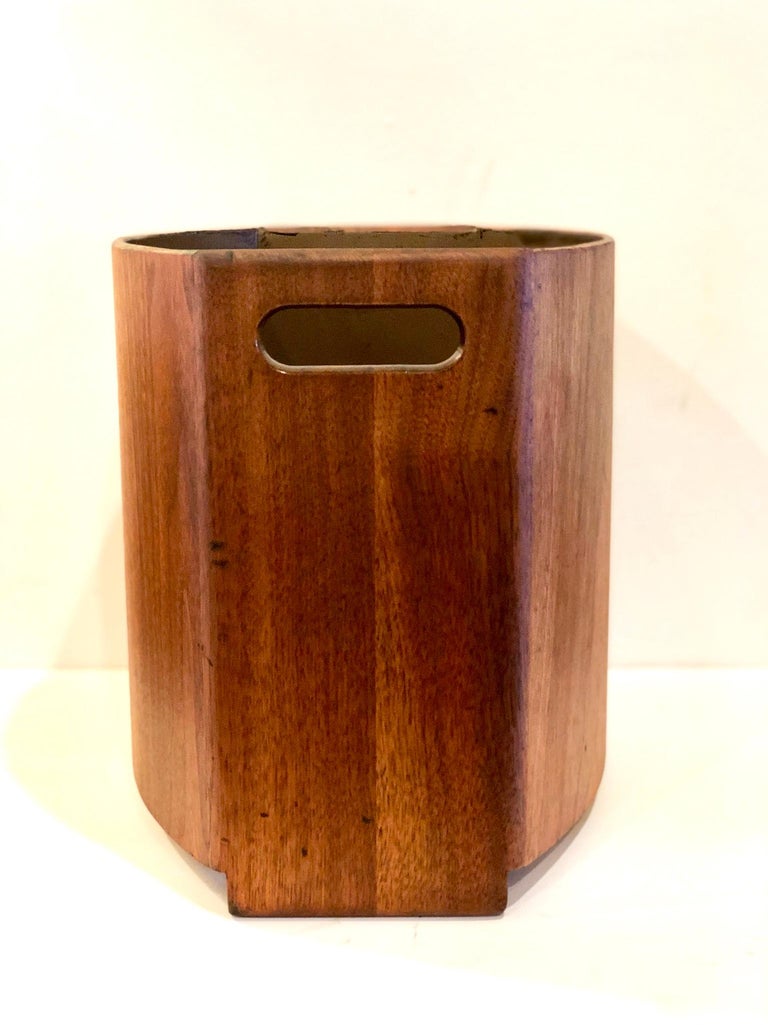 American MidCentury Modern Rare Large Wastebasket with Handles by Stow