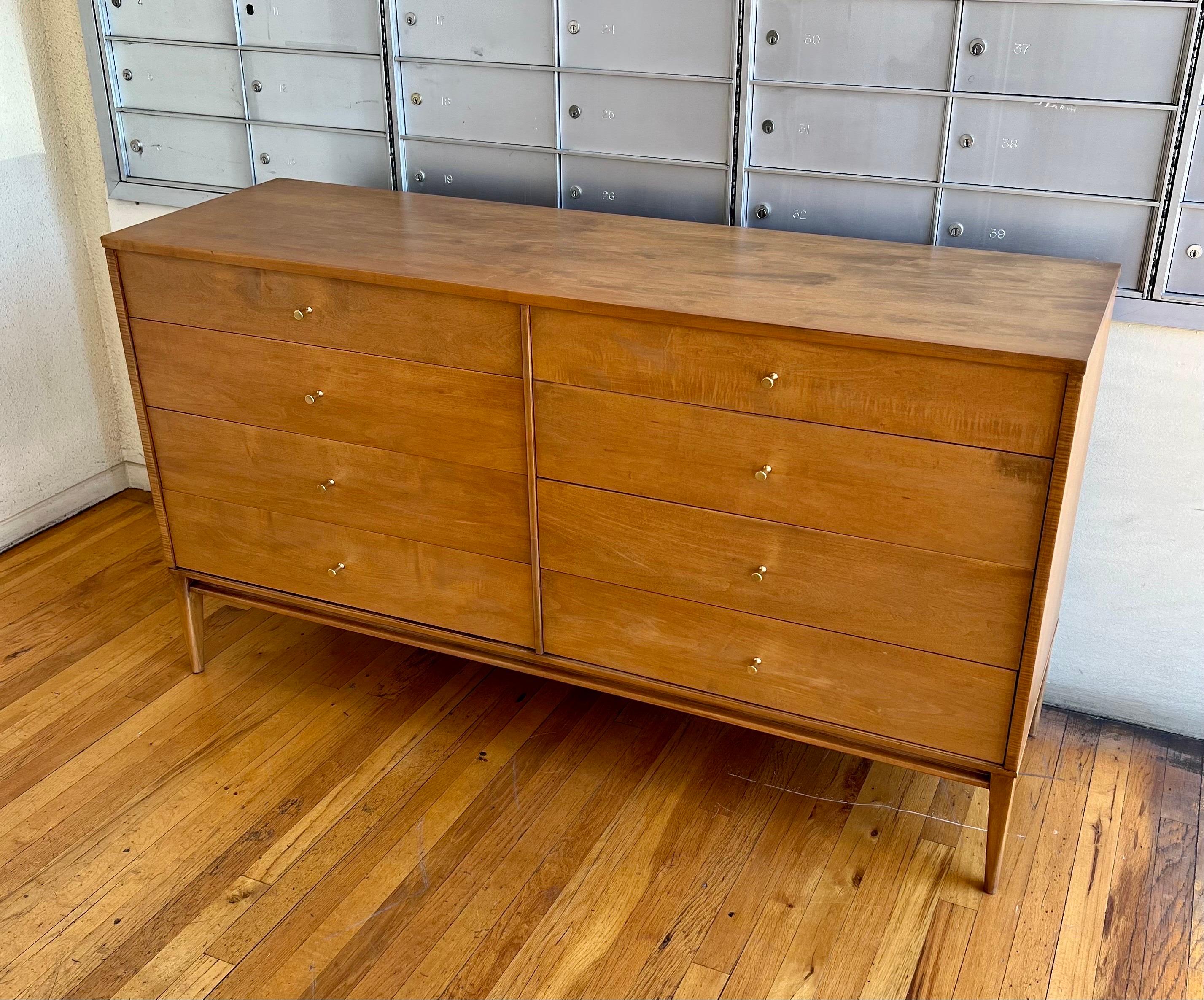 20th Century American Mid-Century Modern Rare Paul McCobb 8 Drawer Dresser & Drawer Extencion For Sale