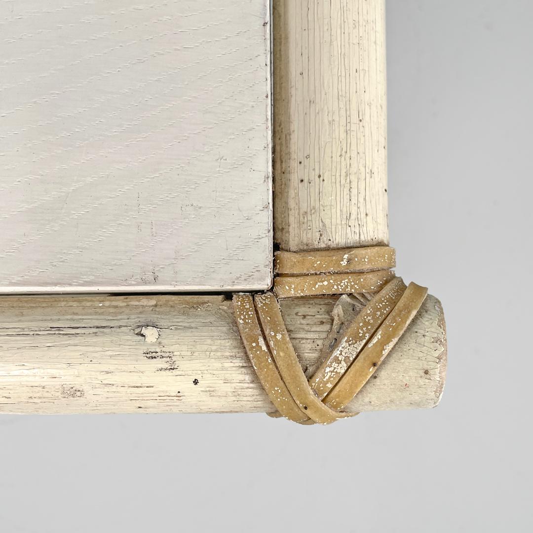 Mesa de centro americana moderna de mediados de siglo de ratán y madera blanca de Mcguire, años 60 en venta 3