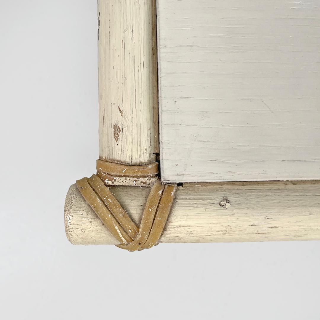 Mesa de centro americana moderna de mediados de siglo de ratán y madera blanca de Mcguire, años 60 en venta 4