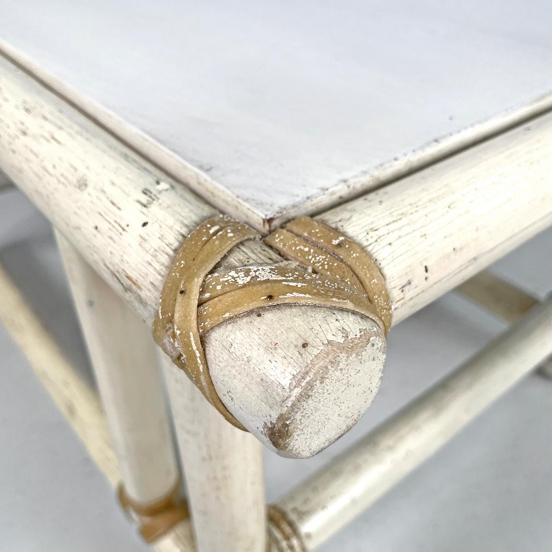 Mesa de centro americana moderna de mediados de siglo de ratán y madera blanca de Mcguire, años 60 en venta 5