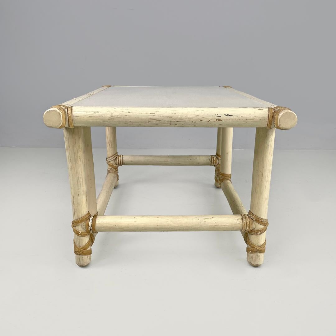 Mesa de centro americana moderna de mediados de siglo de ratán y madera blanca de Mcguire, años 60 Estadounidense en venta