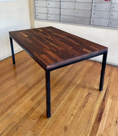 American Mid-Century Modern Rosewood & Metal Frame Dining Table/Desk
