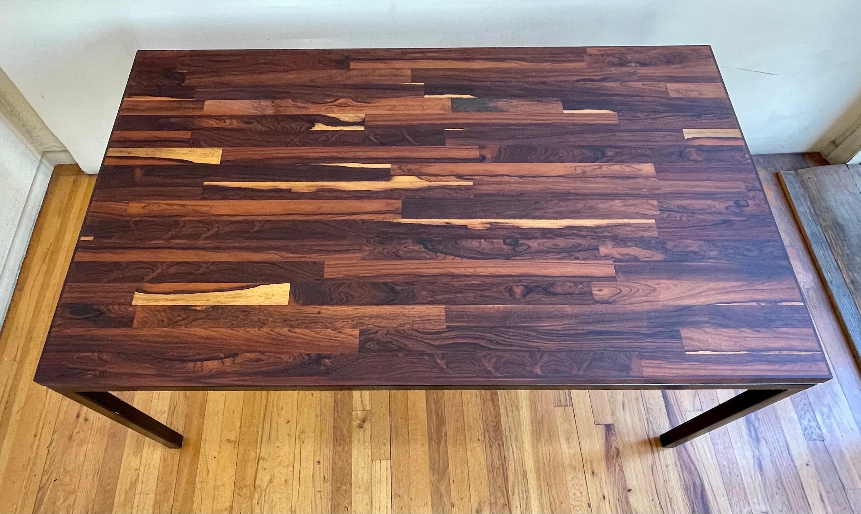 American Mid-Century Modern Rosewood & Metal Frame Dining Table/Desk For Sale 1