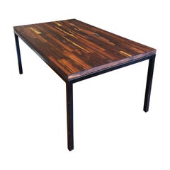 American Mid-Century Modern Rosewood & Metal Frame Dining Table/Desk