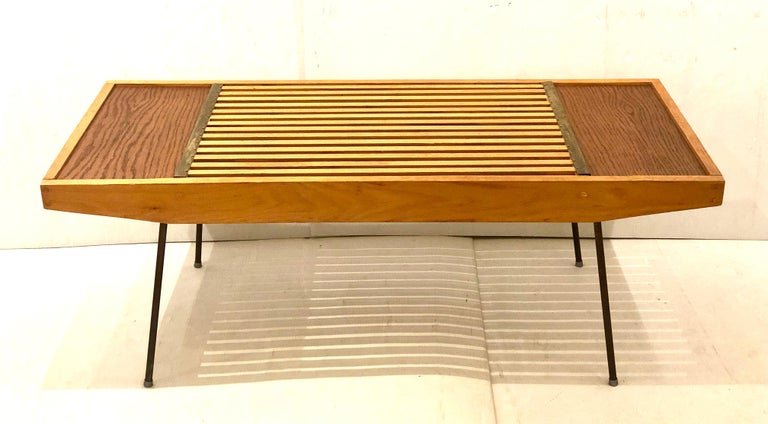 American Mid Century Modern Slat Coffee Table Or Bench For Sale At