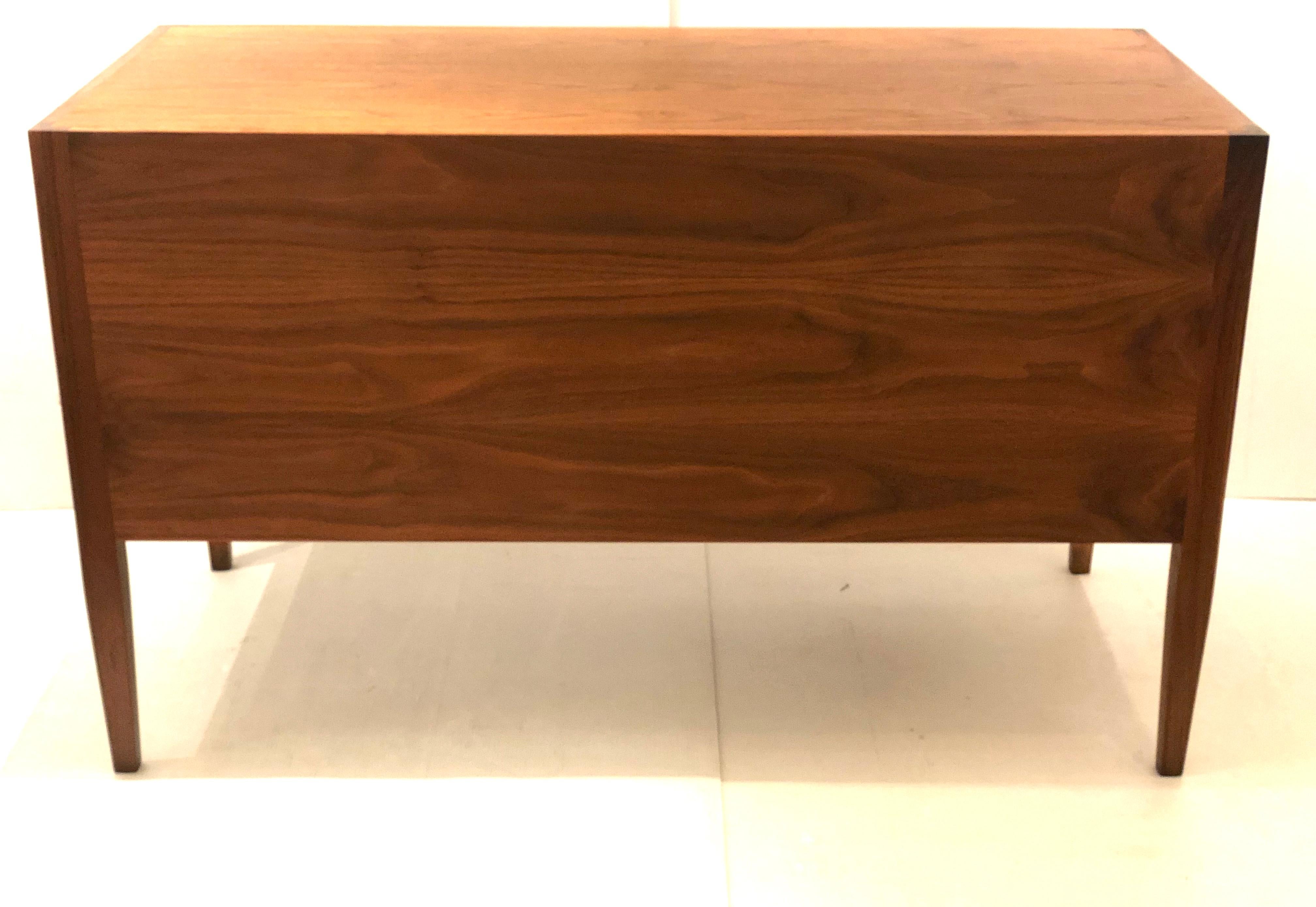 American Mid-Century Modern Small Walnut Desk with Chrome Ball Handles 6