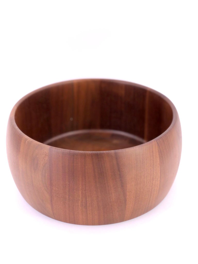 American MidCentury Modern Solid Black Walnut Butcher block Salad Bowl at 1stDibs