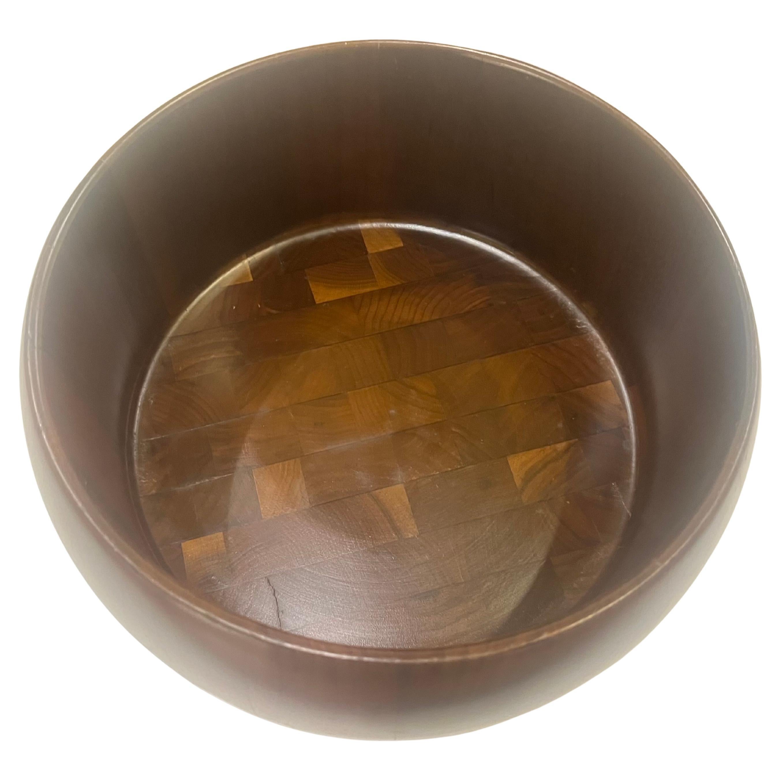 Beautiful solid black walnut butcher block salad bowl. Excellent condition made by Lebanon Supply Company.