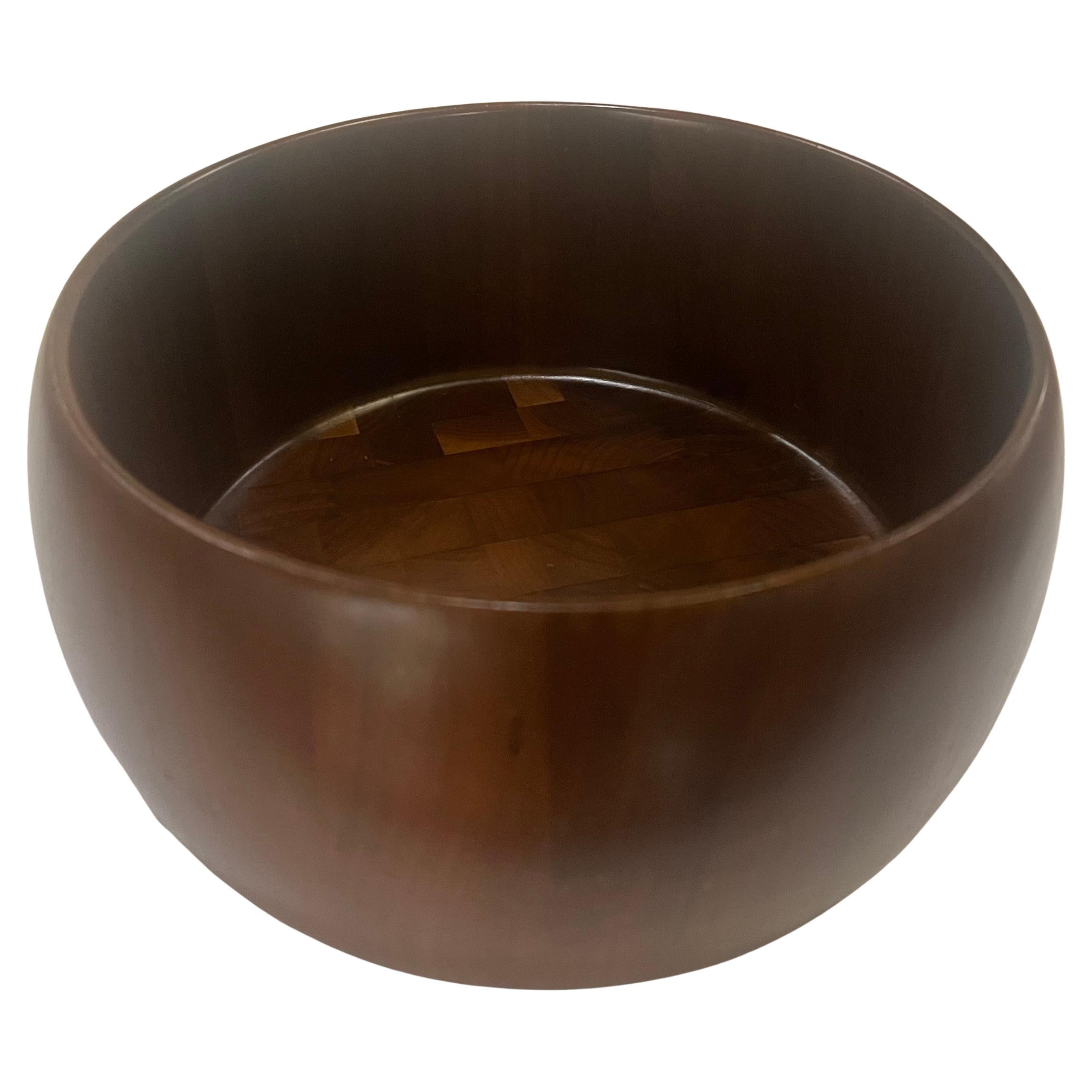 20th Century American Mid-Century Modern Solid Black Walnut Butcher block Salad Bowl
