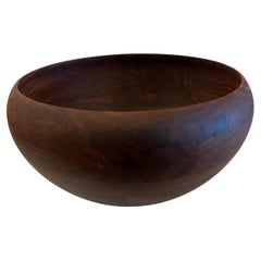 Amerikanische Mid-Century Modern-Salatschale aus massivem schwarzem Nussbaumholz mit Butcherblock