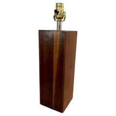 Vintage American Mid century Modern solid block of Walnut Table Lamp