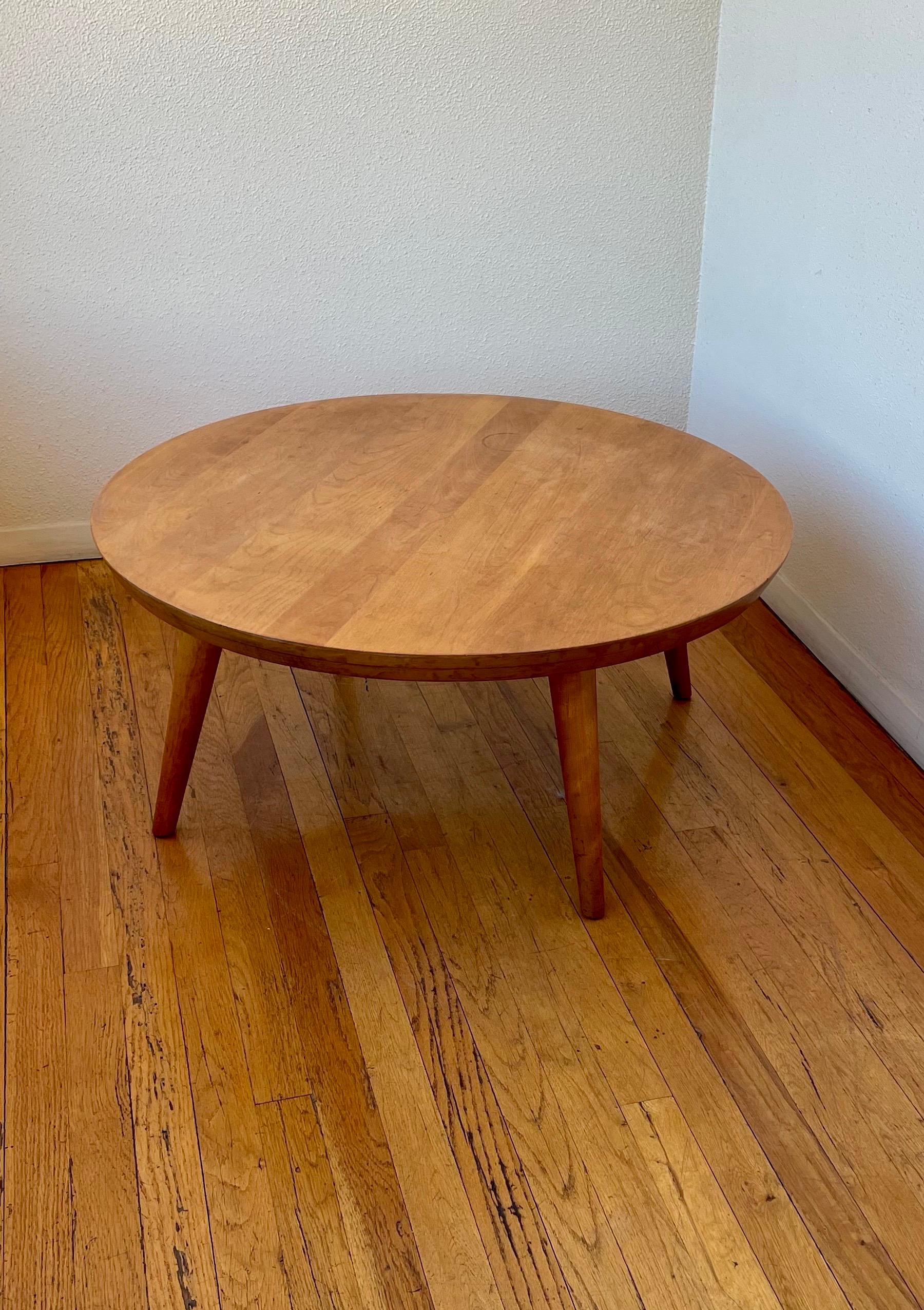 American Mid-Century Modern Solid Honey Maple Coffee Table by Russel Wright 1
