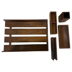 American Mid Century Modern Solid Walnut 5 Piece Desk Set